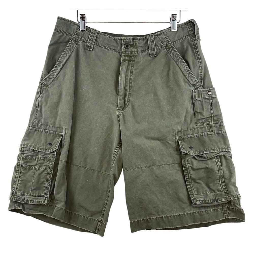 Old Navy Grand Military Cargo Shorts Sz 32 Green Heavyweight Canvas Utility Gorp
